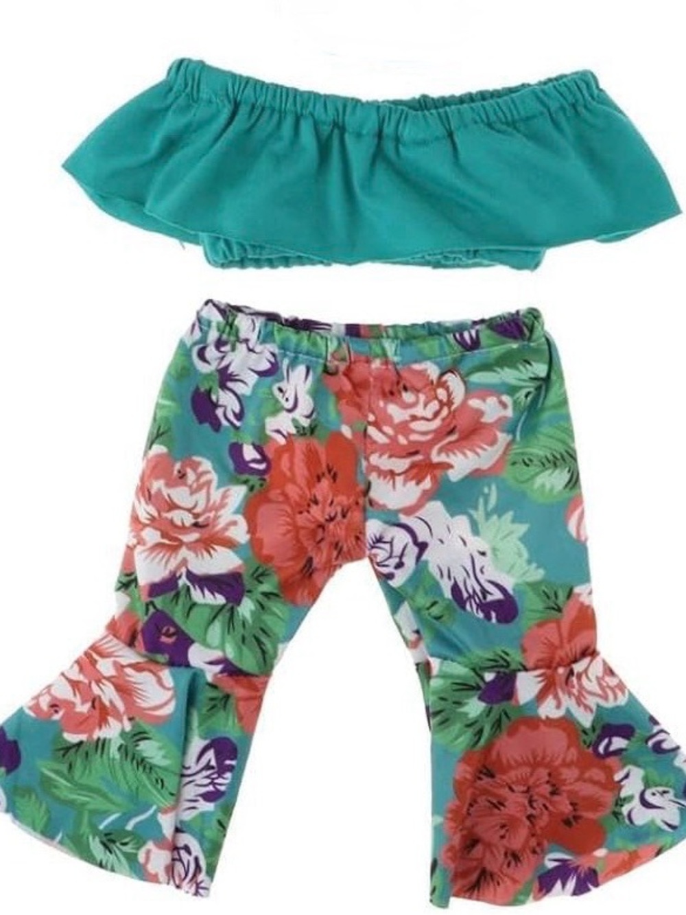 18 inch Doll Boat Neck Top and Bell Bottom Floral Summer Set